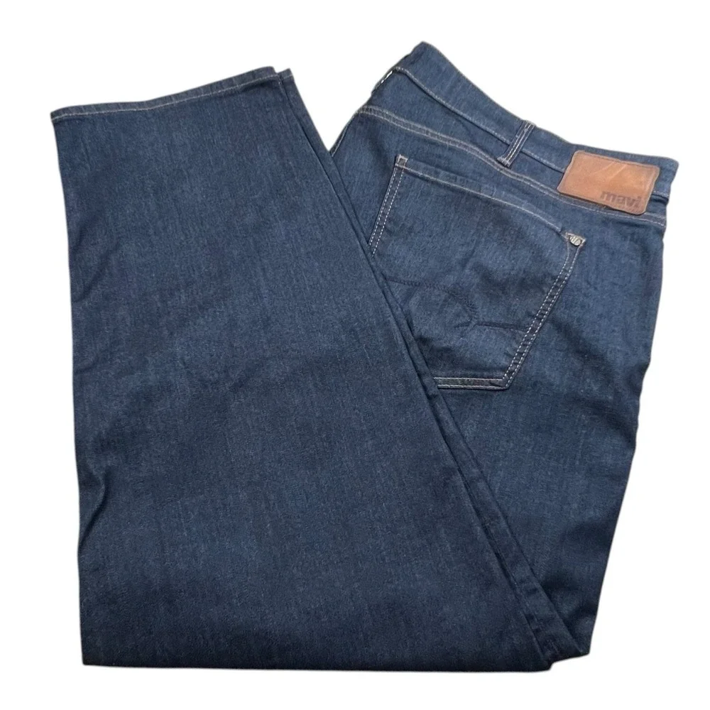 Mavi Mens 48X30 Zach Straight Leg Dark Wash Denim Jeans 5 Pocket Stretch